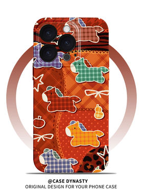 印花拼接小马~手机壳适用iphone17promax16苹果15小米14小众13可爱12ins11菲林vivox200华为mate70proP70oppo