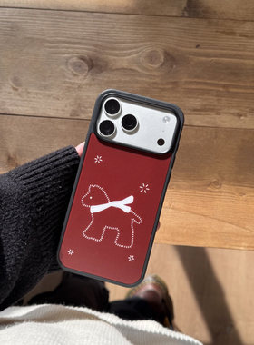 新年小马红色简约小众手机壳适用苹果iPhone17promax高级感黑框保护套16plus亮面15pro14防摔13气质