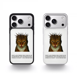 刺头猫咪适用苹果/VIVO/OPPO/小米/华为/荣耀/苹果手机壳iPhone17promax卡通原创ins风16pro新款韩系保护套