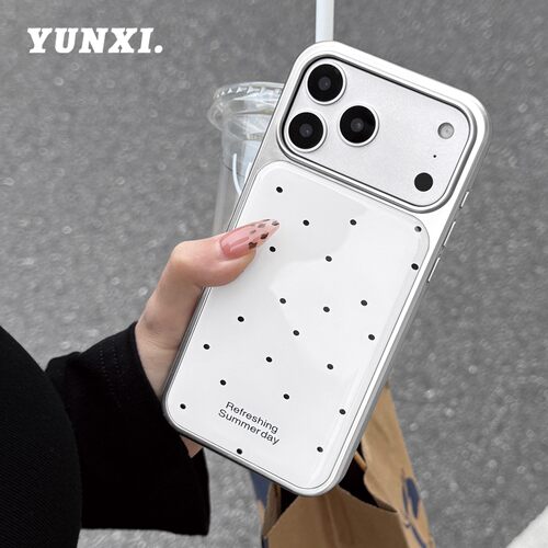 韩系ins文艺白色简约波点适用iPhone17promax苹果16plus手机壳14Promax新款12小众15Pro少女13Pro全包保护套