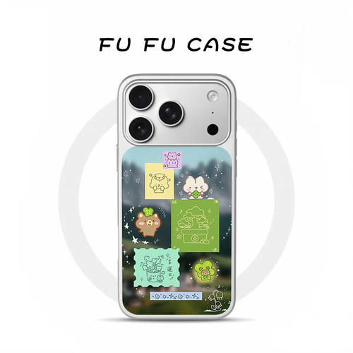 熊兔磁吸磨砂玻璃手机壳iPhone