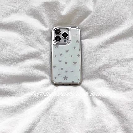 奶油灰色星星韩系新款银边手机壳适用苹果iPhone17promax高级感小众16plus亮面15pro14防摔简约13气质air小众