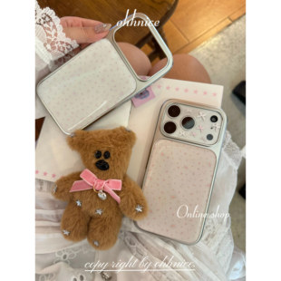 iphone16pro nice 原创＜慕斯玫瑰＞温柔碎花少女滴胶银框亚克力壳防摔全包手机壳17promax