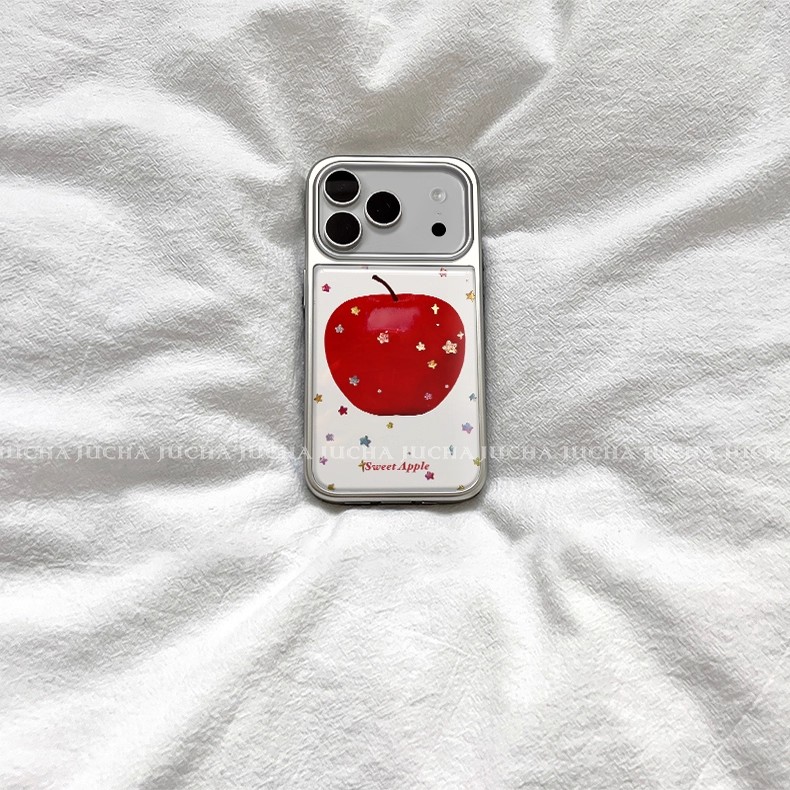 星星苹果韩系银边滴胶手机壳适用苹果iPhone17promax高级感保护套小众16plus亮面15pro14防摔简约13气质17air