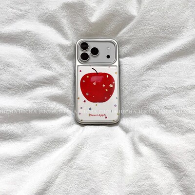 星星苹果韩系银边滴胶手机壳