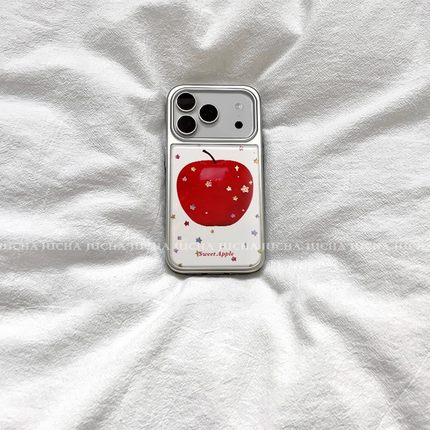 星星苹果韩系银边滴胶手机壳适用苹果iPhone17promax高级感保护套小众16plus亮面15pro14防摔简约13气质17air