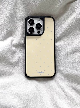 ins简约黄色波点亚克力黑边磁吸适用苹果iPhone16promax手机壳1312pro小米1415Pro华为mate60p70三星S23防摔