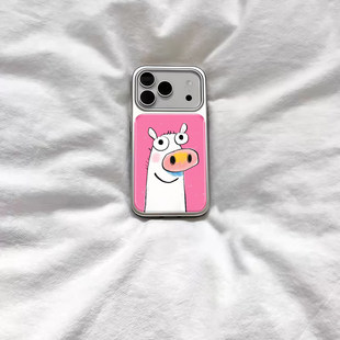 ins复古可爱大鼻小马电镀银磁吸适用苹果iPhone17promax手机壳1615pro小米1415Pro华为mate60p70三星S23防摔