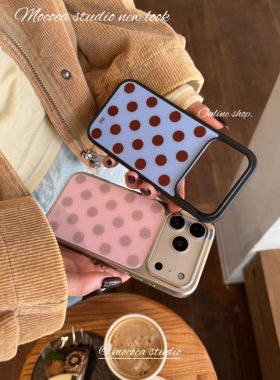 大波点～秋冬韩系波点ins风高级简约原创磨砂银边黑边亚克力全包大孔手机壳适用于17promaxiphone16pro