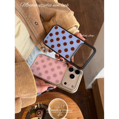 大波点～秋冬韩系波点ins风高级简约原创磨砂银边黑边亚克力全包大孔手机壳适用于17promaxiphone16pro