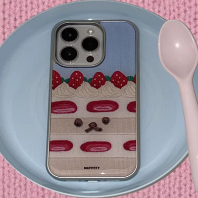 草莓蛋糕小熊ins苹果防摔手机壳适用于iPhone17promax新款磁吸华为mate70小米17保护套小众可爱华为p80电镀银