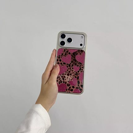 欧美ins千禧风y2k辣妹复古豹纹爱心手机壳适用苹果iPhone17promax高级感air小众16plus亮面15pro14防摔13气质
