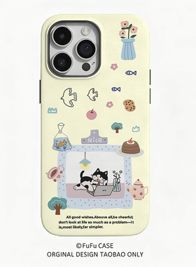 休闲猫咪ins风适用苹果手机壳iPhone17promax菲林壳二合一华为创意新款16原创15全包14防摔软壳小米保护套