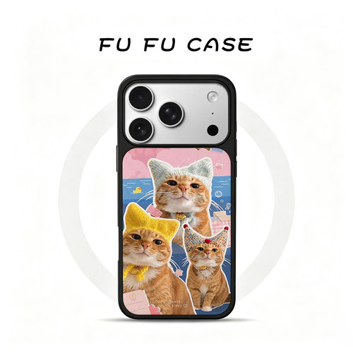 萌猫磁吸磨砂玻璃手机壳iPhone