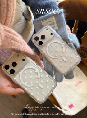 波点透明磁吸亚克力！ins高透清水波点磁吸全包大孔包按键手机壳适用于17/16promax/iphone15pro14