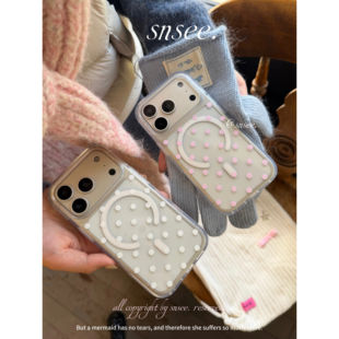 波点透明磁吸亚克力！ins高透清水波点磁吸全包大孔包按键手机壳适用于17/16promax/iphone15pro14