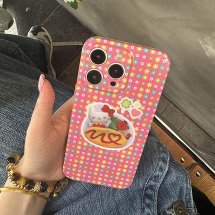 ins风可爱卡通kitty猫适用于苹果手机壳菲林壳适用iPhone17promax/16pro/13/14plus手机壳苹果12mini硬保护套