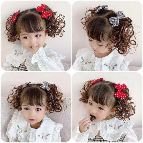 韩版儿童蝴蝶结假发夹头饰公主小女孩卷发造型女童宝宝可爱发饰