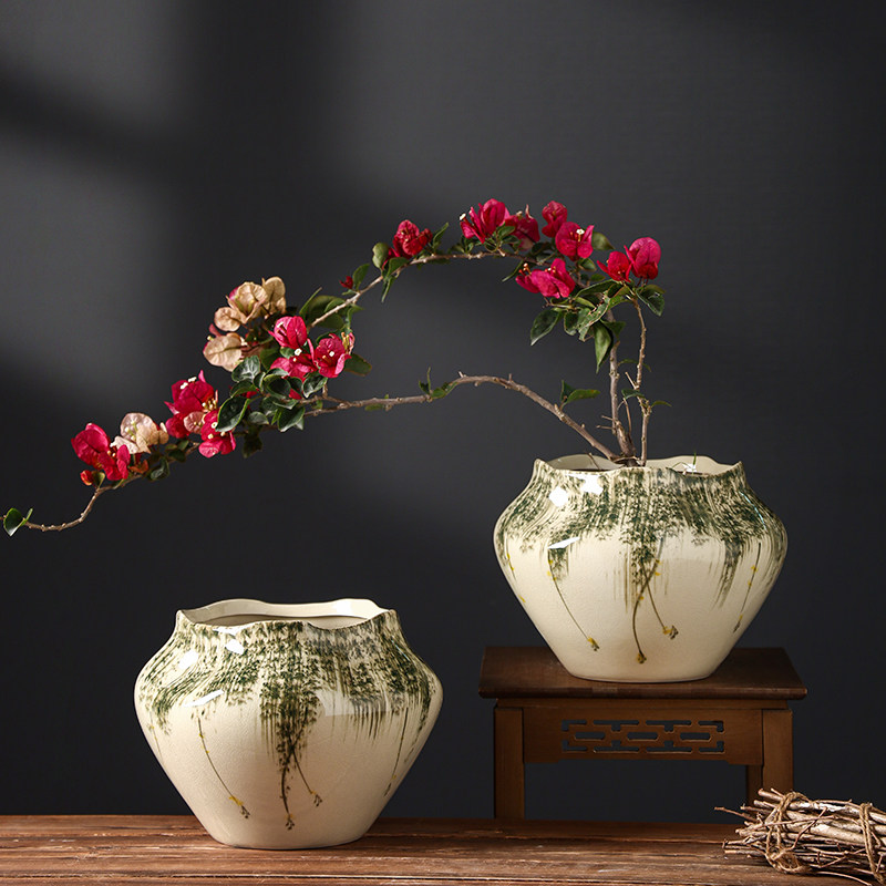 新中式家用陶瓷花盆室内桌面摆放轻奢蝴蝶兰大号兰花三角梅专用盆,鲜花速递/花卉仿真/绿植园艺,花盆,淘宝优惠券,粉丝福利购,淘宝优惠卷