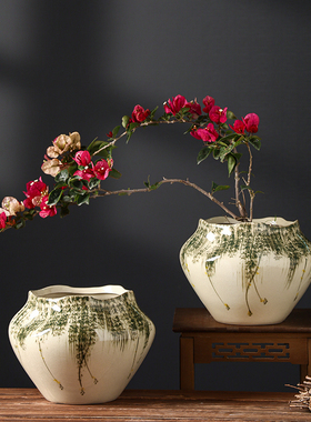 新中式家用陶瓷花盆室内桌面摆放轻奢蝴蝶兰大号兰花三角梅专用盆