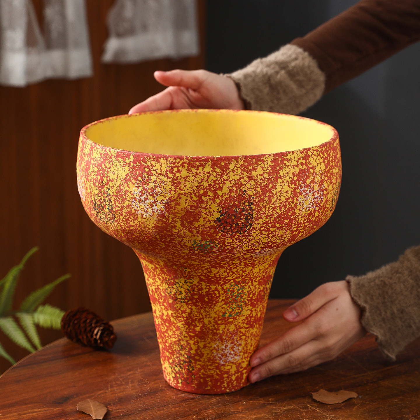 复古侘寂风陶瓷花盆家用桌面创意手工彩绘大口径蝴蝶兰花卉种植盆,鲜花速递/花卉仿真/绿植园艺,花盆,淘宝优惠券,粉丝福利购,淘宝优惠卷