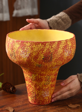 复古侘寂风陶瓷花盆家用桌面创意手工彩绘大口径蝴蝶兰花卉种植盆