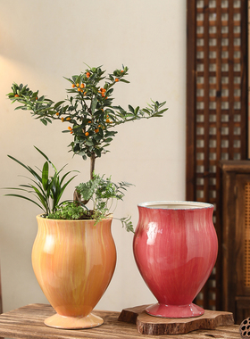 新中式轻奢艺术陶瓷花盆现代简约客厅室内家用北美冬青兰花专用盆