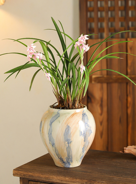 陶瓷艺术花盆手绘创意家用桌面三角梅蝴蝶兰花专用花器高级感摆件