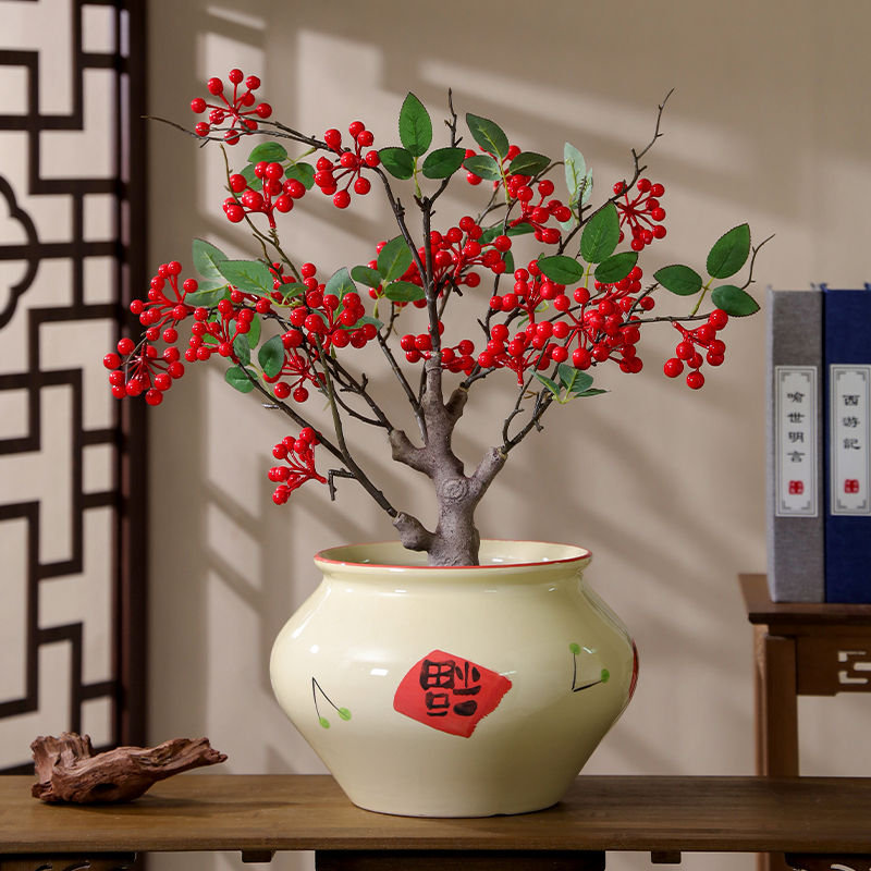 中国风陶瓷花盆家用新中式冬青蝴蝶兰专用大号兰花盆栽轻奢高级感