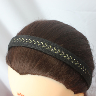黑色低调简约软头箍发箍发饰古典美长刘海贴碎发无痕粘发贴魔法贴