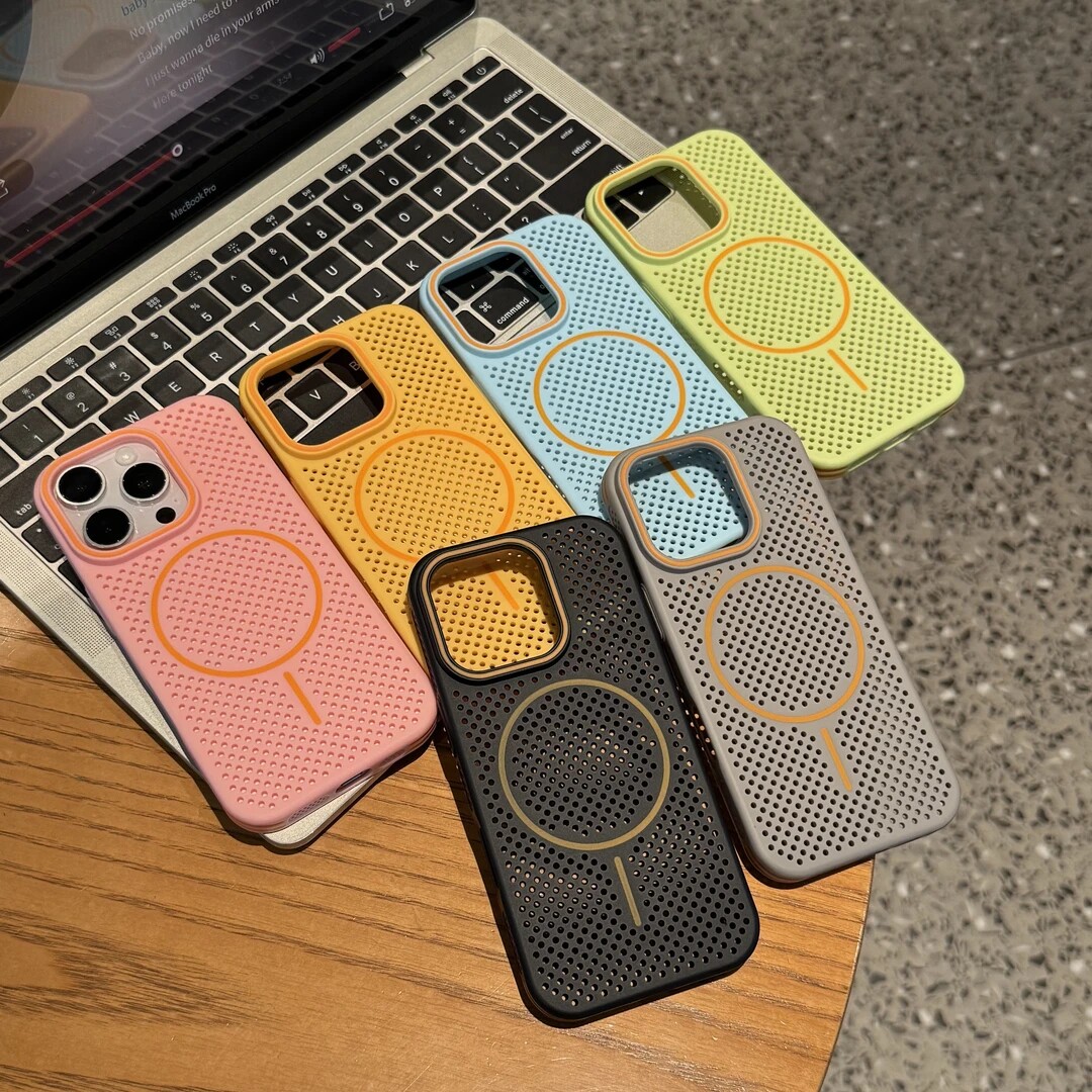 夏天镂空散热适用iPhone16promax磁吸手机壳17苹果15pro创意14磨砂13全包防摔小众12女款11简约16plus保护套