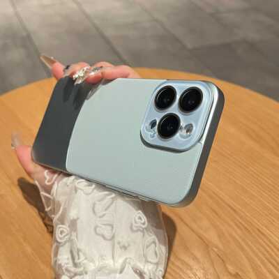 ins拼色素皮纺磁吸情侣防摔壳