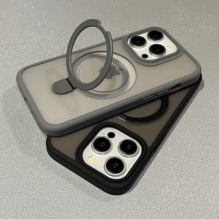 Magsafe肤感磨砂支架壳适用苹果16pro手机壳17磁吸支点壳iPhone14Promax高级感12新款15plus情侣透明11保护套