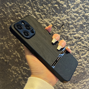 黑尚瑞素皮适用苹果15手机壳新款 8plus防摔女12Por硅胶男xr保护套 iphone15promax高级感14苹果13套全包镜头7