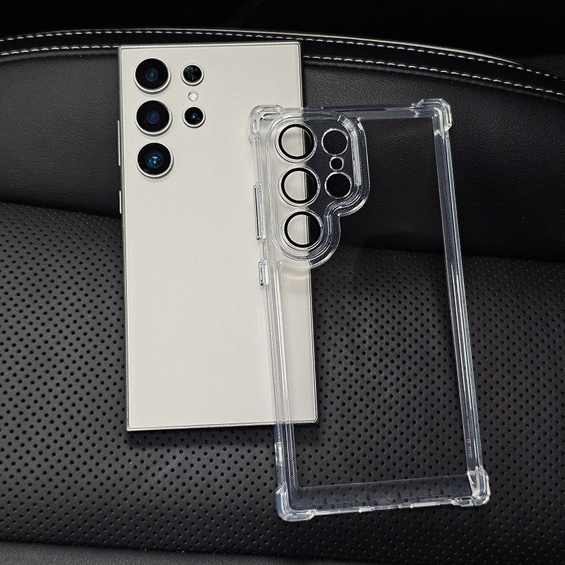 气囊加厚防摔简约透明高档适用三星s25手机壳S24Ultra自带镜头膜s23亚克力s22+保护套plus全包26气垫厚实后壳