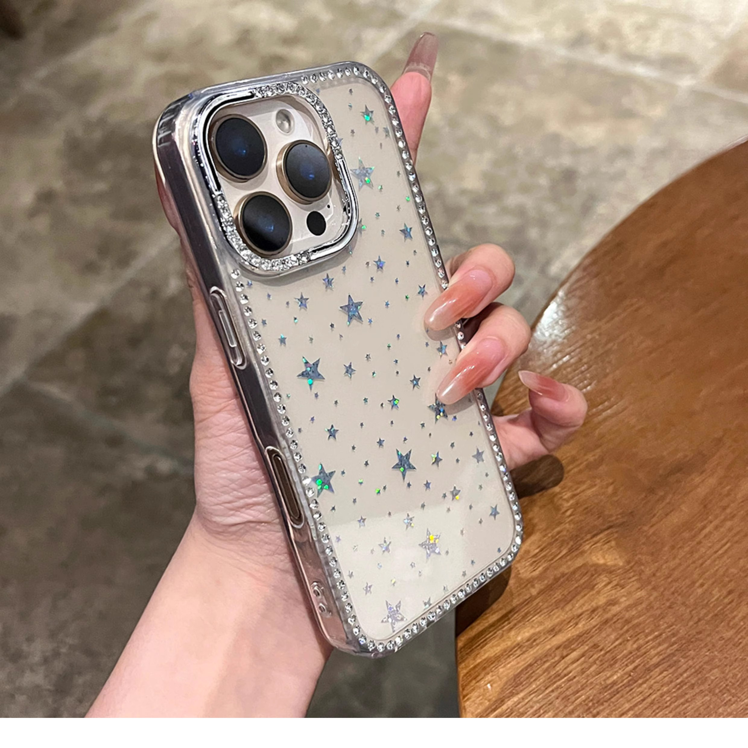 小红书爆款透明闪钻星星手机壳