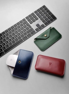 适用苹果MagicMouse真皮便携收纳包袋微软华为小米鼠标便携保护套