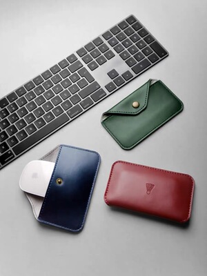 适用苹果MagicMouse真皮便携收纳包袋微软华为小米鼠标便携保护套