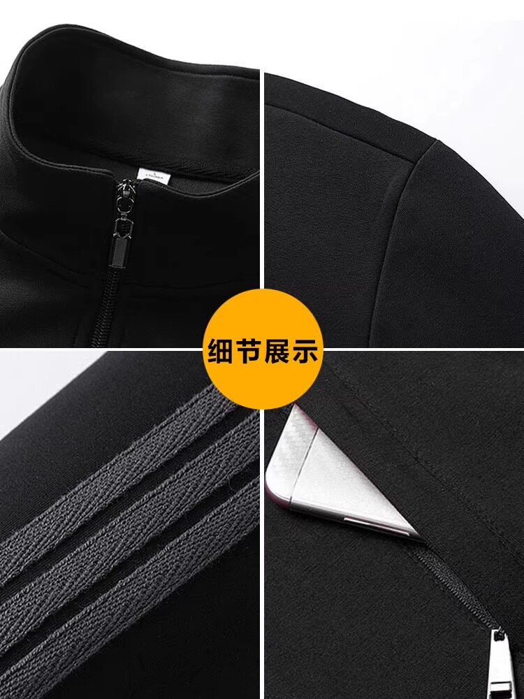 JEEP 아빠 러닝 슈트 남성 봄 가을 유행 브랜드 루즈 자켓 중년 및 노인 캐주얼 운동복 스웨트 셔츠