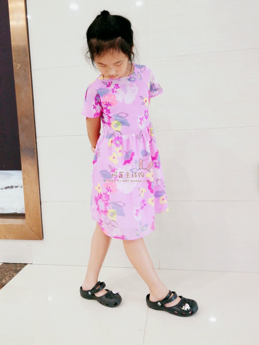 亏本清现货4-14美国CRAZY8正品夏女童雪纺纱飞袖连衣裙金宝贝副牌