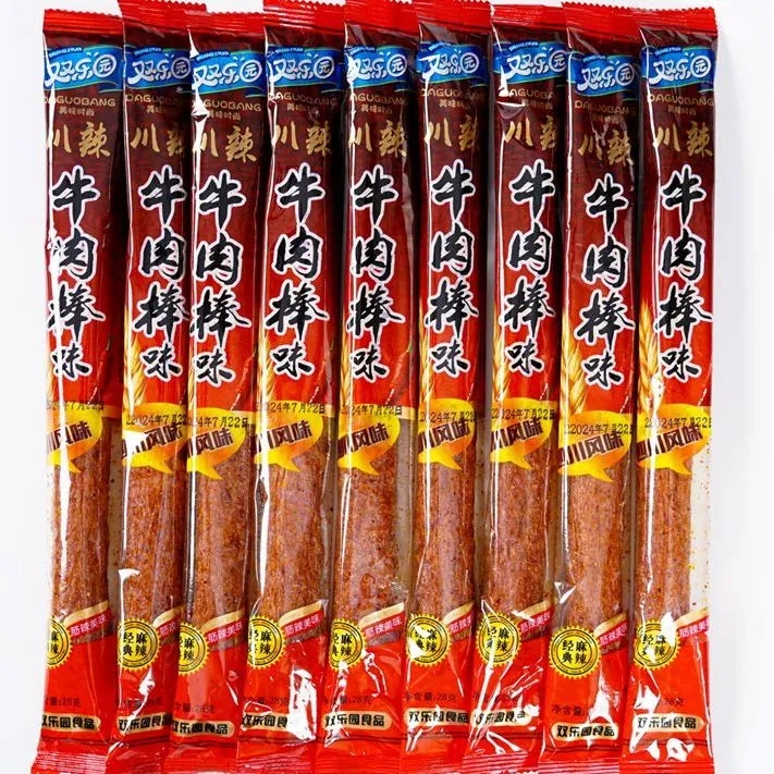 双乐园川辣牛肉棒味牛味棒麻辣素牛肉味面筋零食怀旧辣条独立装