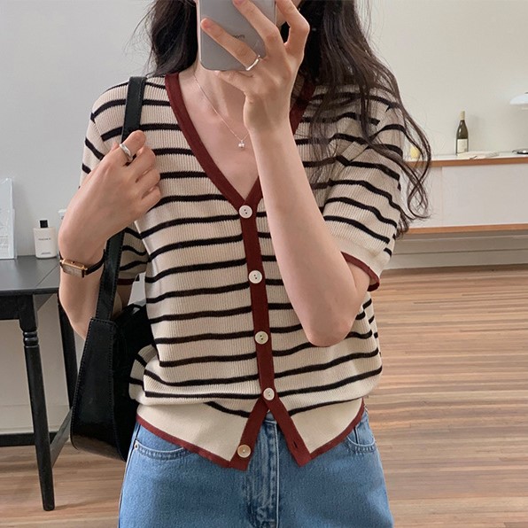夏季条纹百搭针织开衫