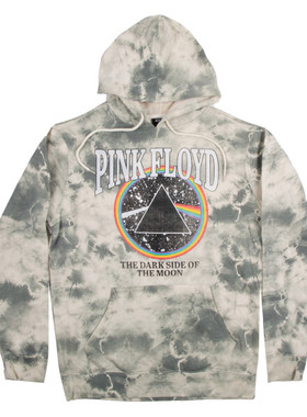 复古50TH摇滚乐队pink floyd薄绒水洗灰扎染连帽套头情侣卫衣打底