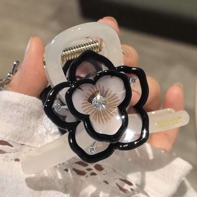 韩国进口GRAIN de BEAUTE/AZNAVOUR/AZ抓夹双面花朵8cm鲨鱼夹发饰