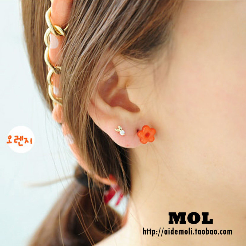 韩国进口 AZNAVOUR AZ  正品 甜美小花 糖果色 耳环耳钉