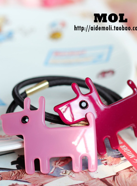 韩国进口 AZNAVOUR AZ 果冻糖果色多色 小狗头绳发绳发圈