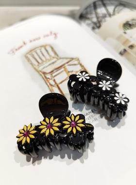 韩国进口 AZNAVOUR AZ 发饰小花朵装饰黑色发抓鲨鱼夹抓夹2色