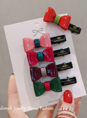 韩国进口 AZNAVOUR/AZ 发饰小巧糖果色蝴蝶结鸭嘴夹发夹边夹8色