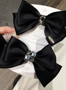leryae韩国进口发饰黑色缎带甜酷女孩风蝴蝶结肠圈发圈