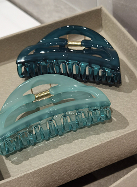 韩国进口 AZNAVOUR/AZ 发饰复古洋气墨绿色半圆弯月鲨鱼夹发抓